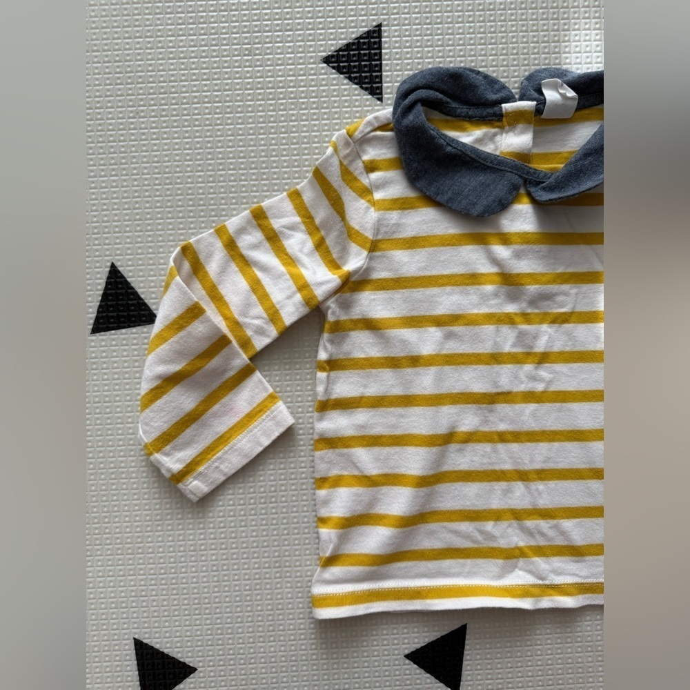 GAP|Baby girl,toddler Yellow striped Long Sleeve Top, Peterpan collar•••preppy